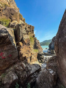 Entrance to Hang Heo hidden cave coffee built into rocky cove Nha Trang