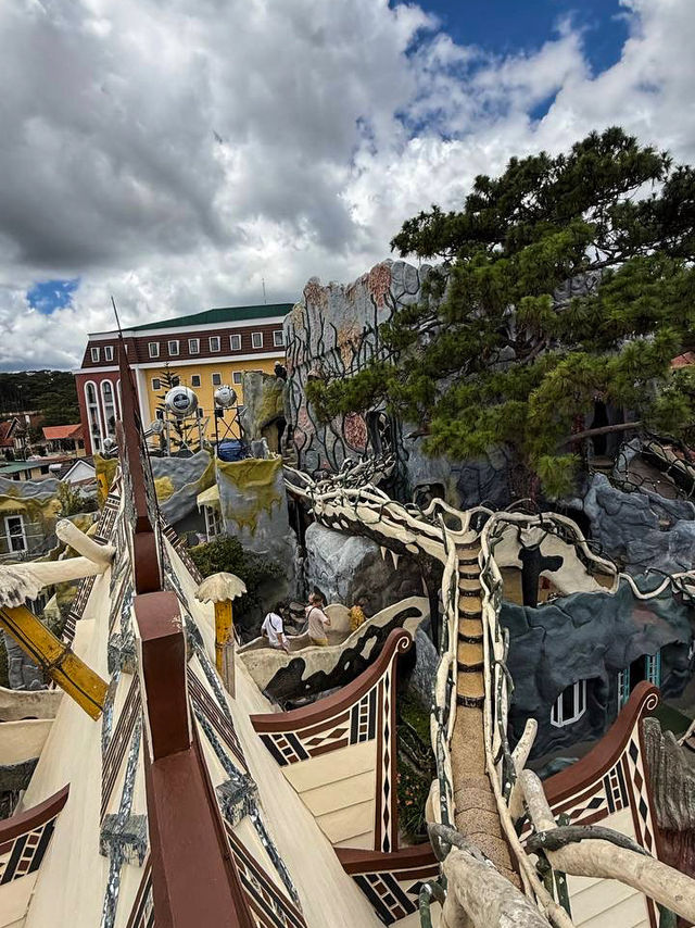 Twisted tree-trunk staircases at Crazy House Da Lat