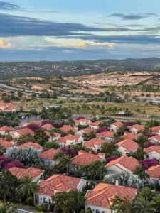 Fishing village rooftops seen from lighthouse cafe Mui Ne