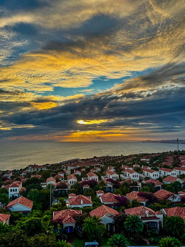 Golden sunset over the sea from lighthouse cafe Mui Ne