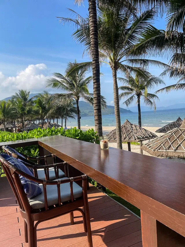 Coconut coffee ordered to a sun lounger at Axi Beach Lounge Cam Ranh