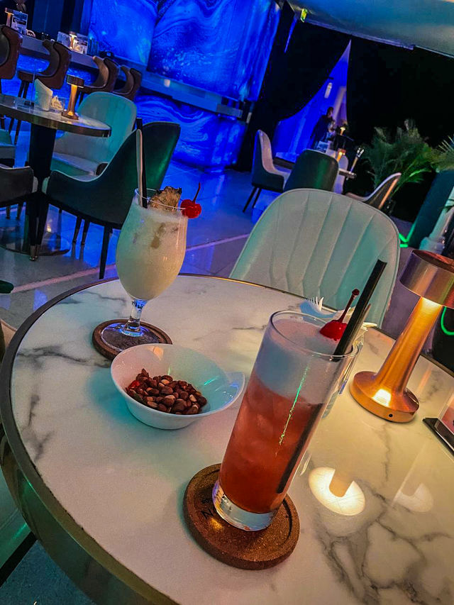 Sophisticated terrace seating at sunset rooftop bar Nha Trang