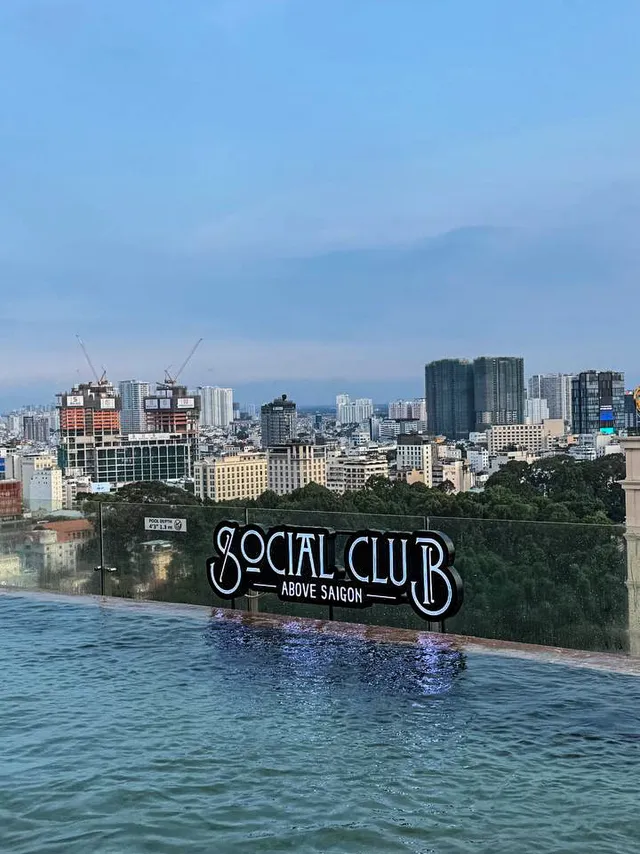 Infinity pool overlooking Saigon skyline at Social Club Rooftop Saigon
