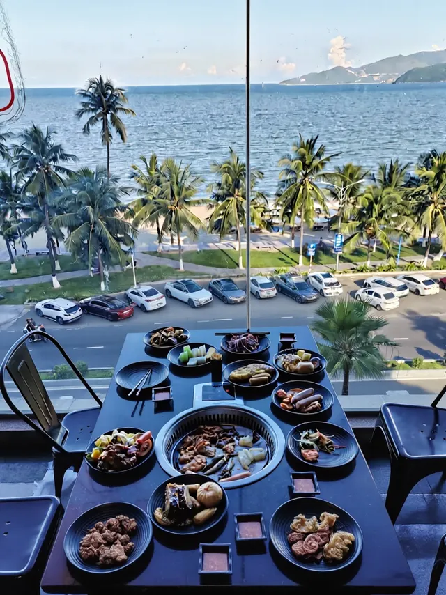 Ocean view from a window seat at Đà Lạt Buffet BBQ Nha Trang