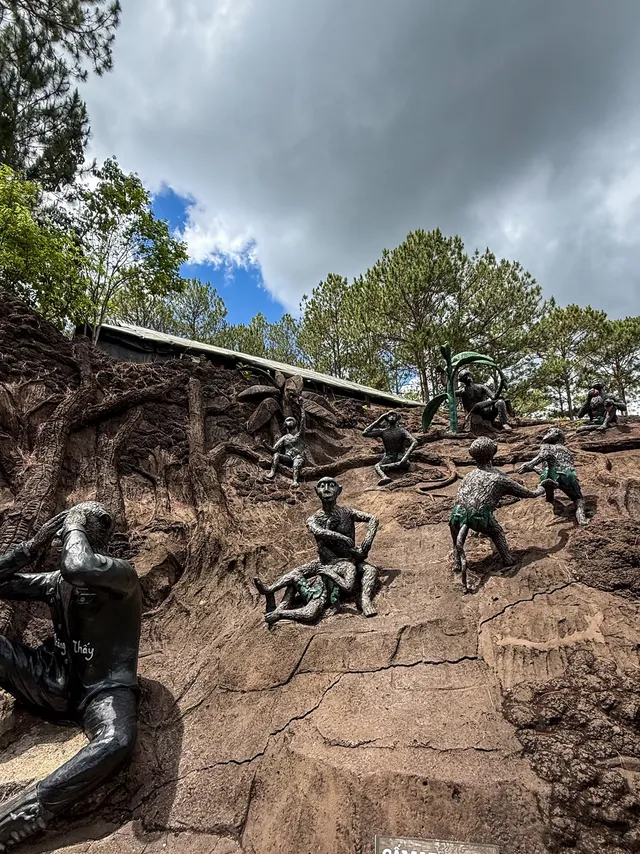 Giant red clay elephant sculpture at Sculpture Tunnel Da Lat