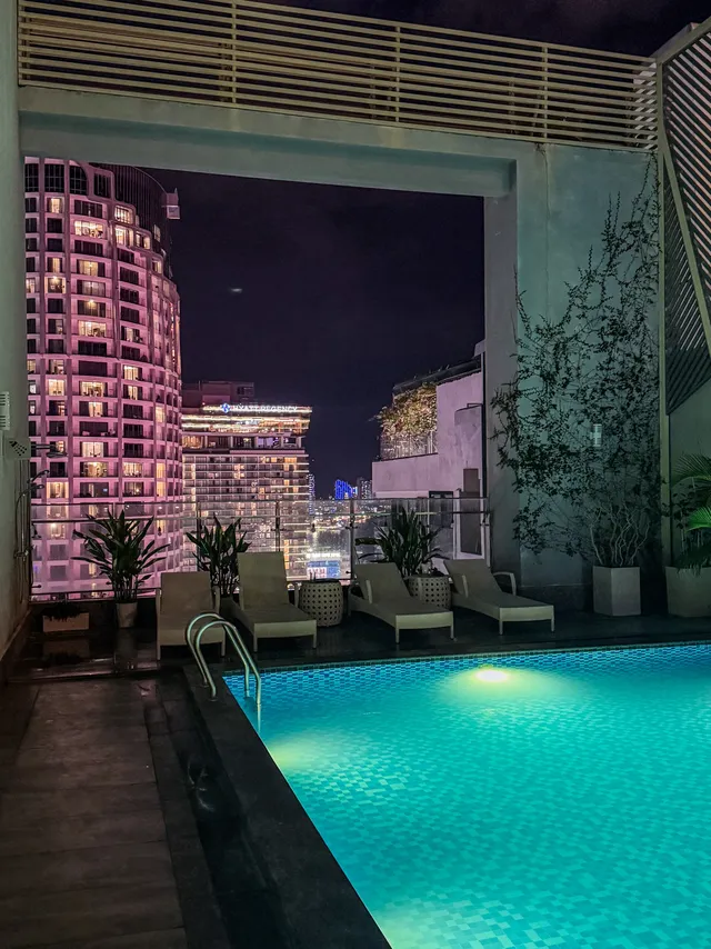 Chill seating area on the 28th floor at Art Nest Rooftop Nha Trang