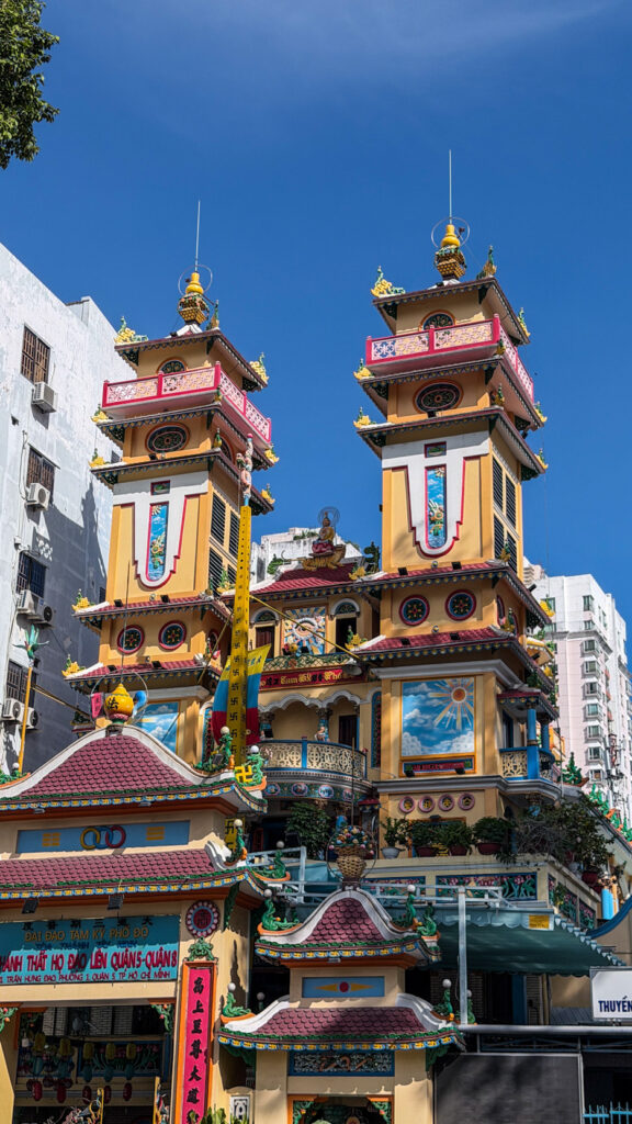 Cao Dai Temple Saigon Divine Eye and colourful interior District 11