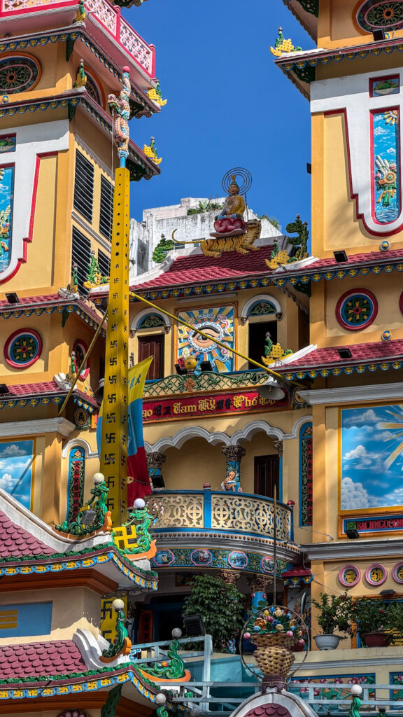 Cao Dai Temple Saigon Divine Eye and colourful interior District 11