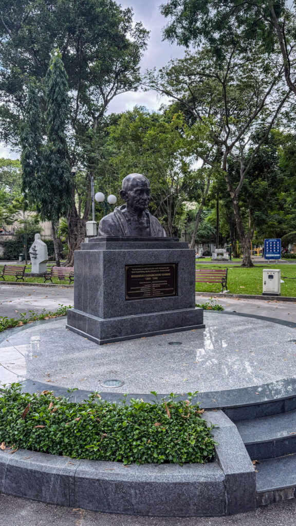 Tao Dan Park and Hung Kings Temple Saigon with bronze statue and gardens