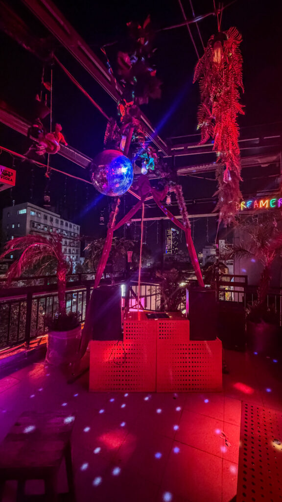Boosh Rooftop live music and neon view over Bui Vien Saigon