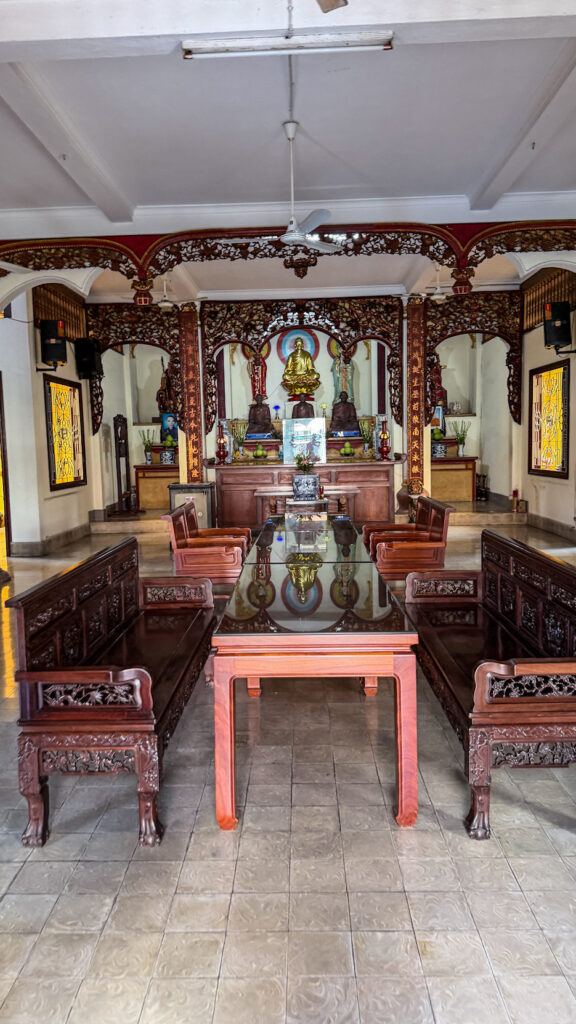 Chùa Lâm Tế courtyard pond and mature trees District 5 Saigon