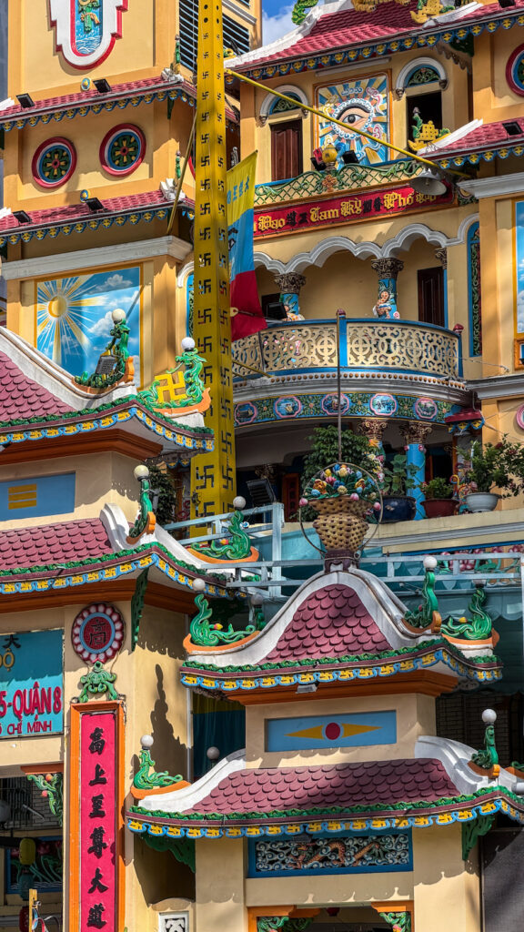 Cao Dai Temple Saigon Divine Eye and colourful interior District 11