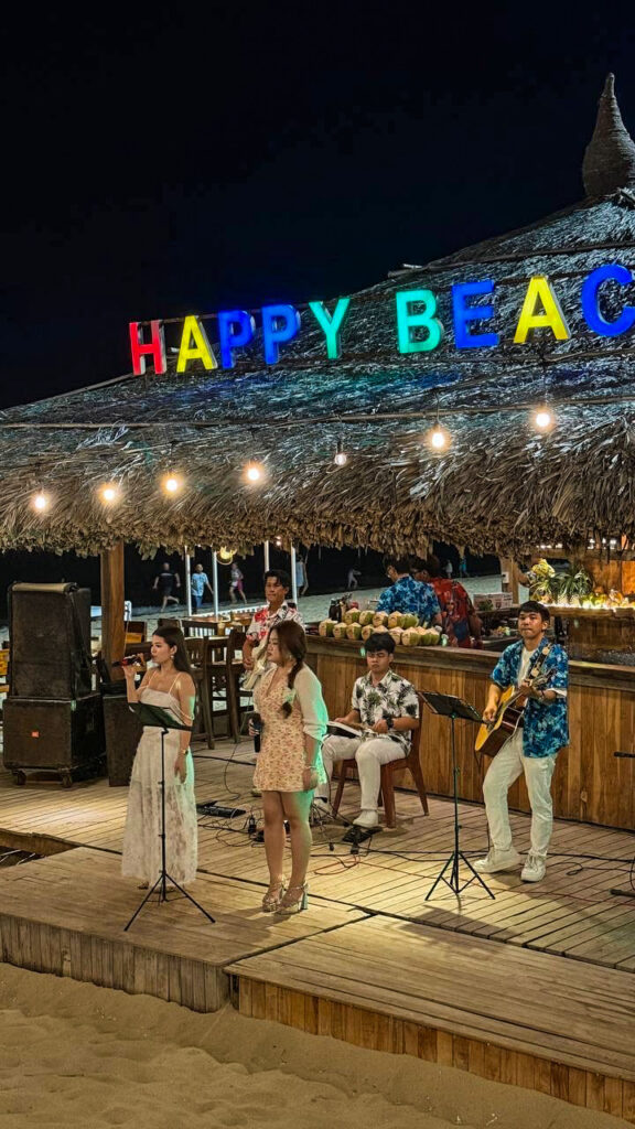Happy Beach Nha Trang colourful beanbags sunset Tran Phu