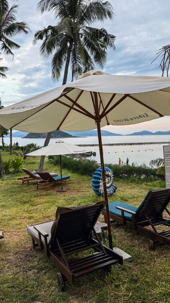 Liberade Coco Beach Bar panoramic bay view and sunset Nha Trang Vietnam