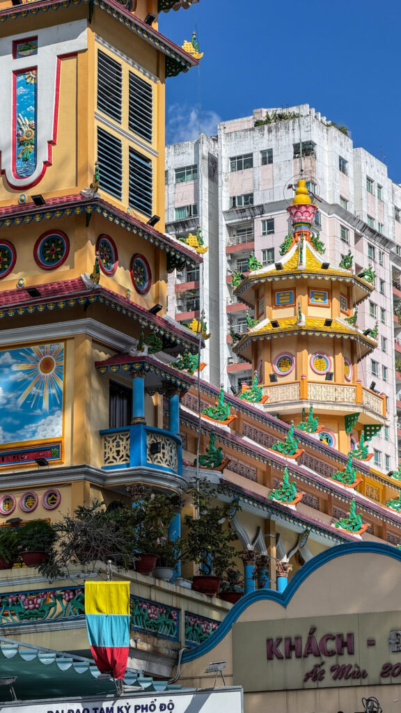 Cao Dai Temple Saigon Divine Eye and colourful interior District 11