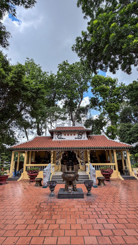 Hung Kings Temple Saigon bronze statue and reflecting pool in District 7