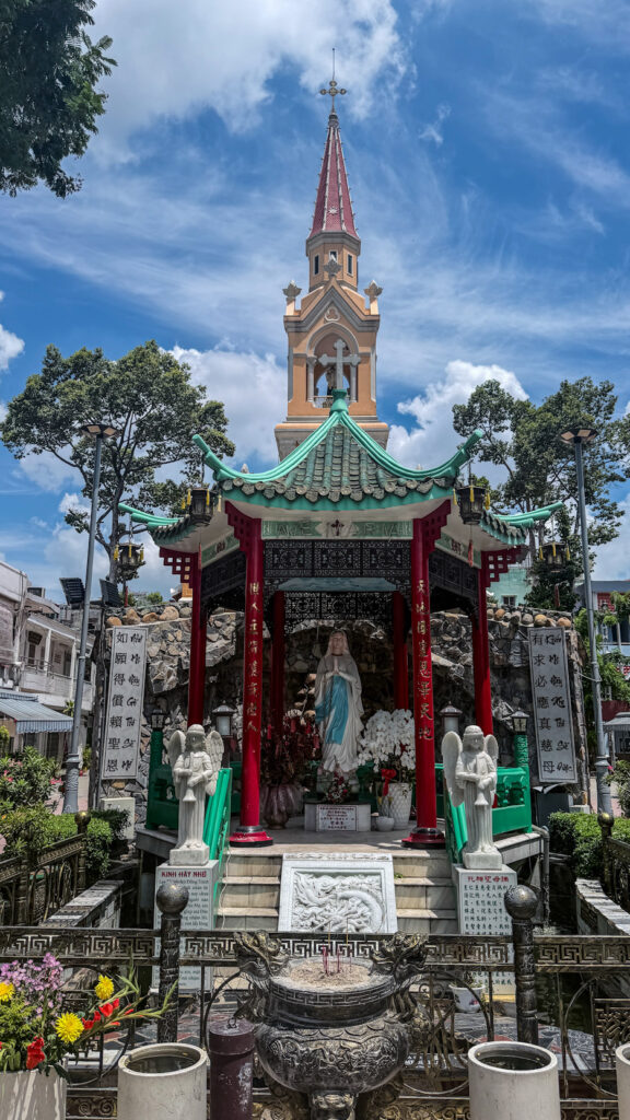St Francis Xavier Church Cholon bell tower and courtyard Saigon