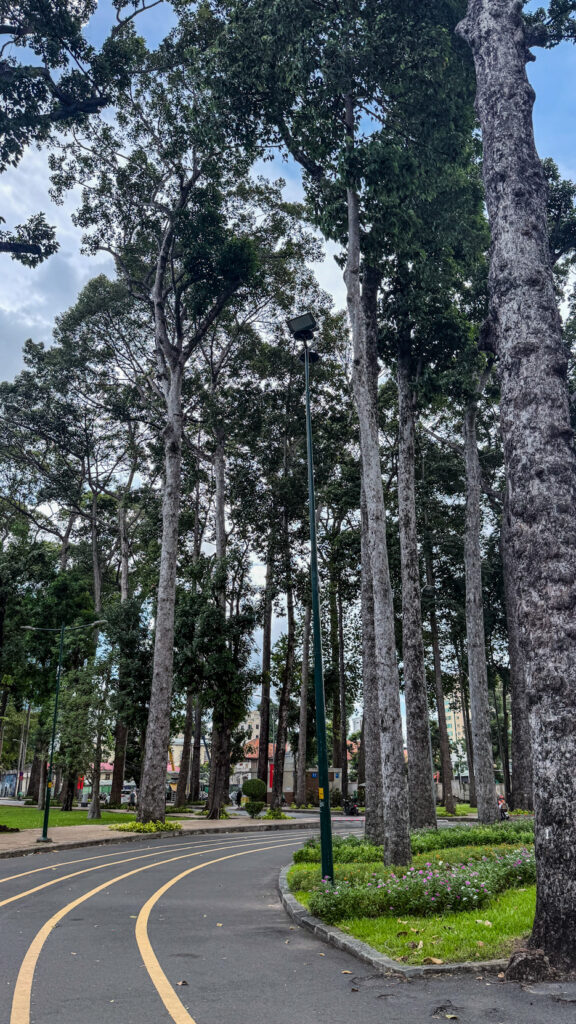 Tao Dan Park and Hung Kings Temple Saigon with bronze statue and gardens