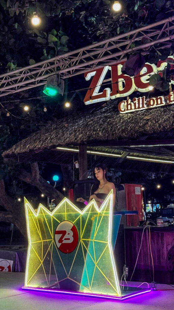 Z Beach Nha Trang orange beanbags and DJ on the sand