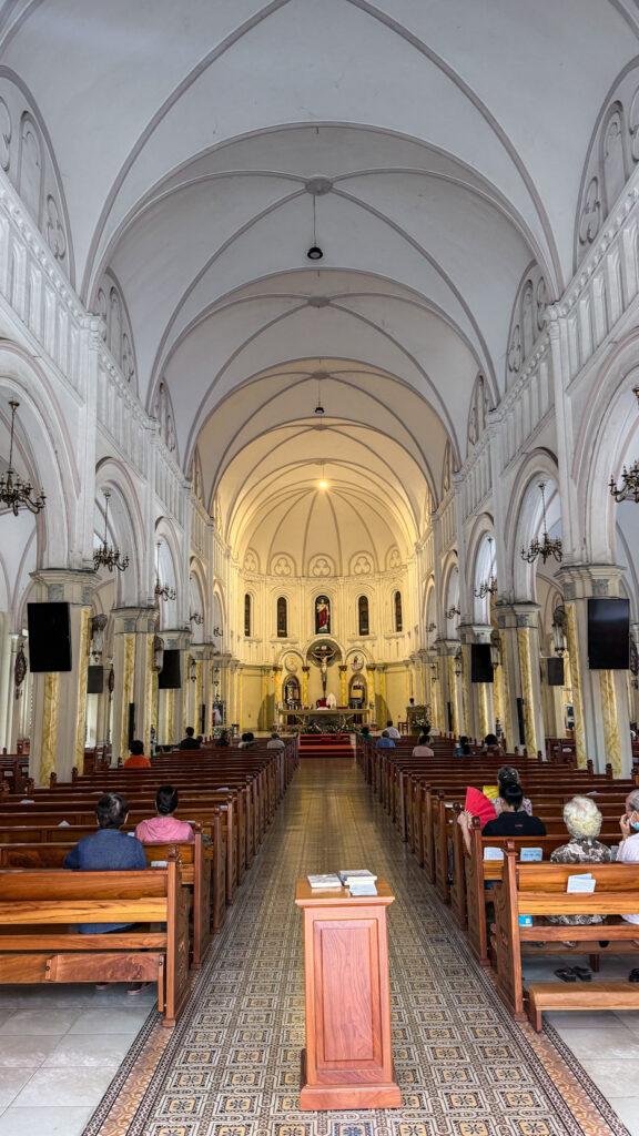 Cho Quan Parish Church simple bell tower and quiet nave Saigon