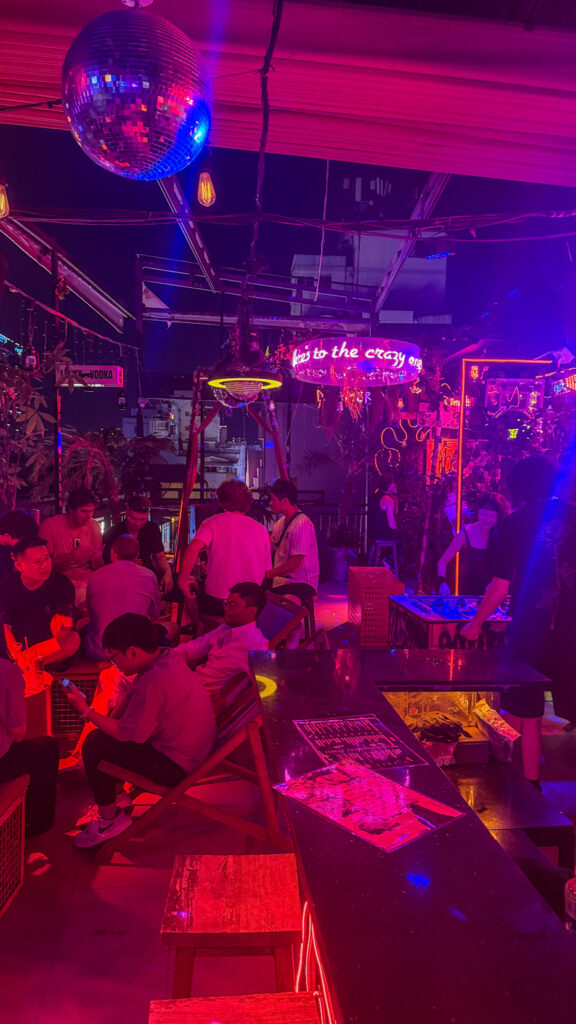 Boosh Rooftop live music and neon view over Bui Vien Saigon