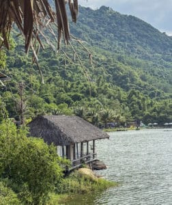 Galina Lake View Nha Trang SUP zipline and red bridge on a freshwater lake