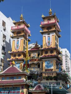 Cao Dai Temple Saigon Divine Eye and colourful interior District 11