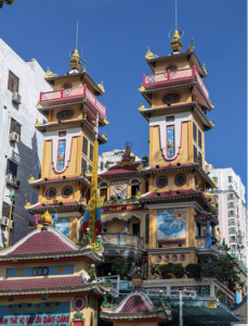 Cao Dai Temple Saigon Divine Eye and colourful interior District 11