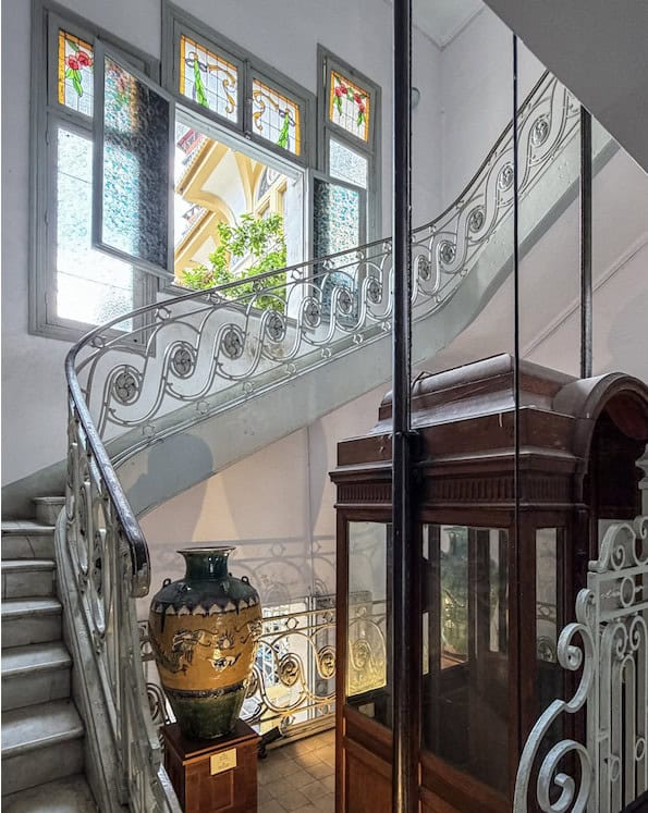 Ho Chi Minh City Fine Arts Museum colonial mansion and stained-glass staircase