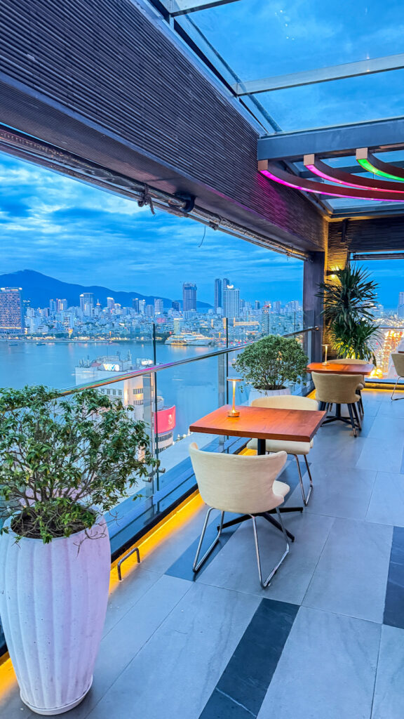 Top View Bar Vanda Hotel Da Nang with city and river panorama