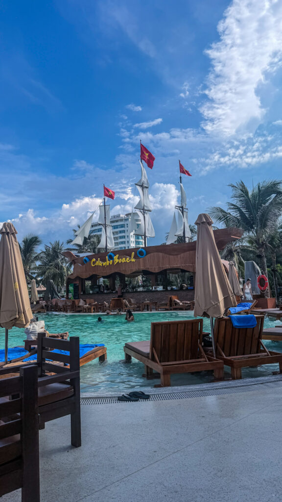 Columbo Beach Club ship replicas and pool party Da Nang