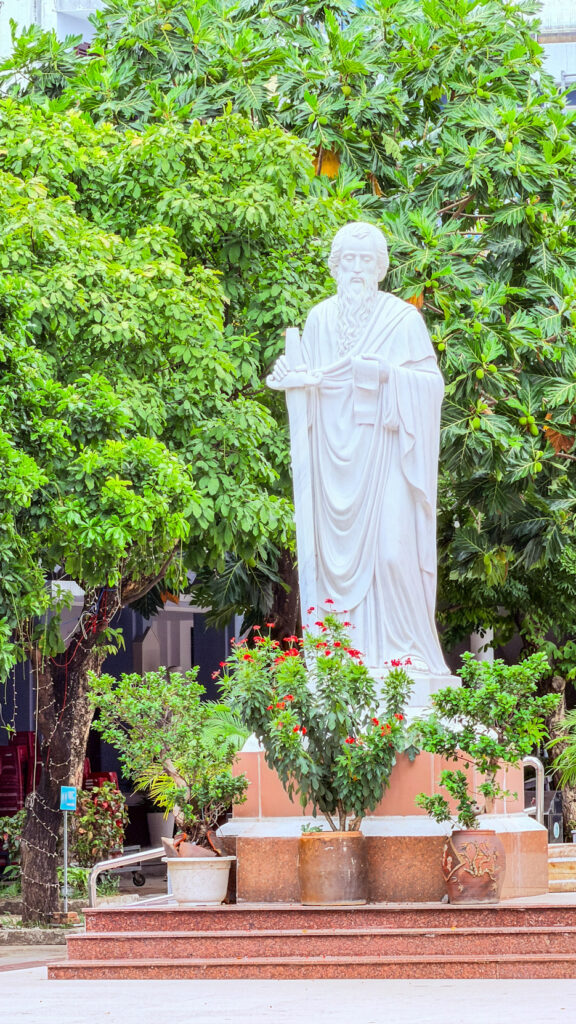 Danang Cathedral pink church with rooster bell tower Da Nang