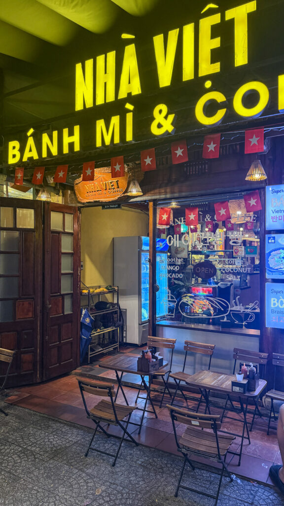 Nhà Việt bánh mì and bò né with free iced tea Da Nang