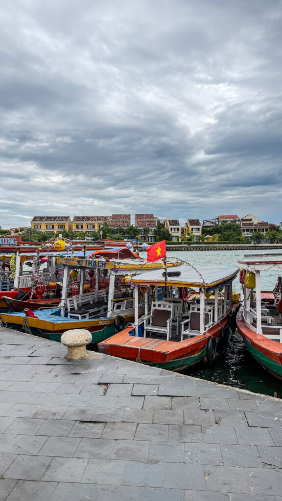 Lantern boats on Thu Bon river at night Hoi An

