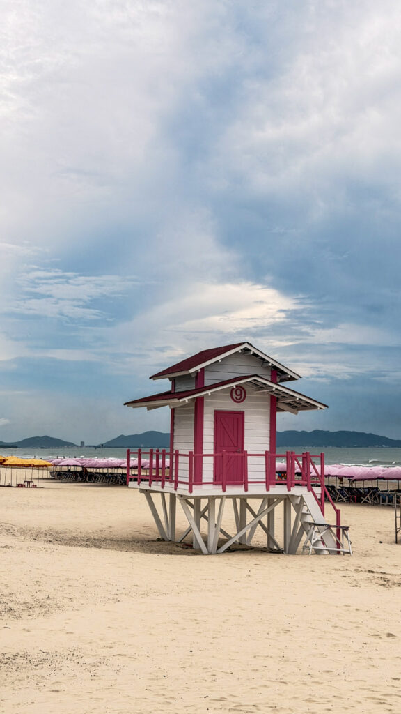 Back Beach Bãi Sau in Vung Tau with beach chairs and umbrellas along the sand