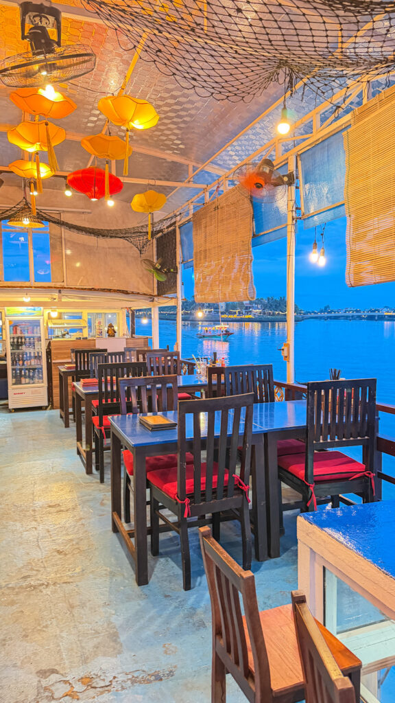 Dinner on floating wooden boat in Hoi An Old Town

