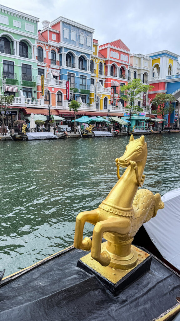 Grand World Venice Canal Phu Quoc gondola ride and colourful buildings