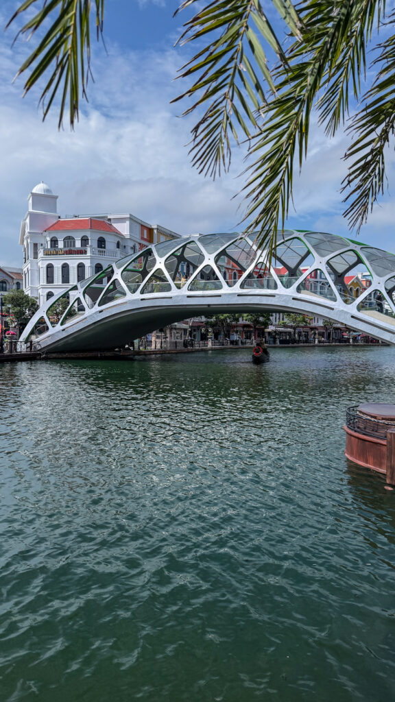 Grand World Venice Canal Phu Quoc gondola ride and colourful buildings