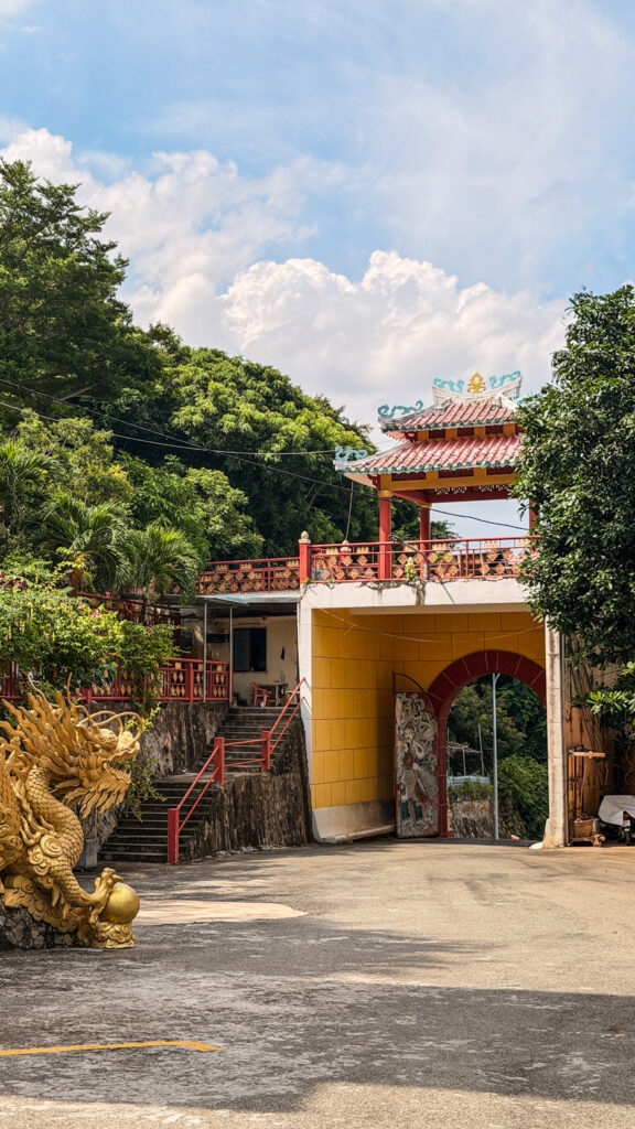 Temple courtyard with Buddhist statues in Vung Tau
