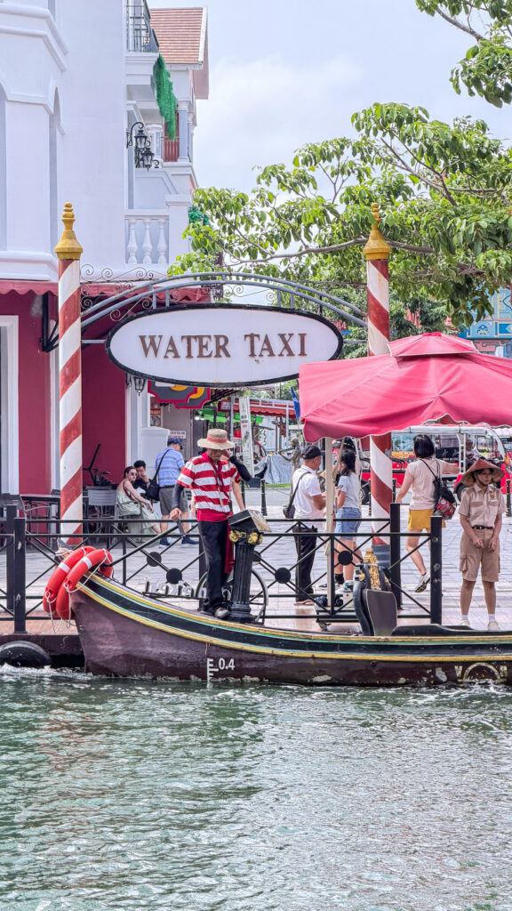 Grand World Venice Canal Phu Quoc gondola ride and colourful buildings