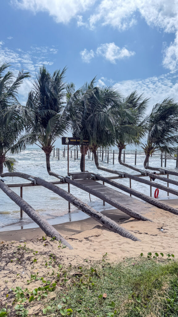 Ngoc Hien Pearl Farm Phu Quoc wooden pier and plane landing viewpoint

