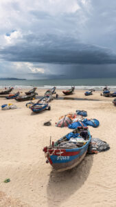 Beach chairs and umbrellas at Back Beach in Vung Tau