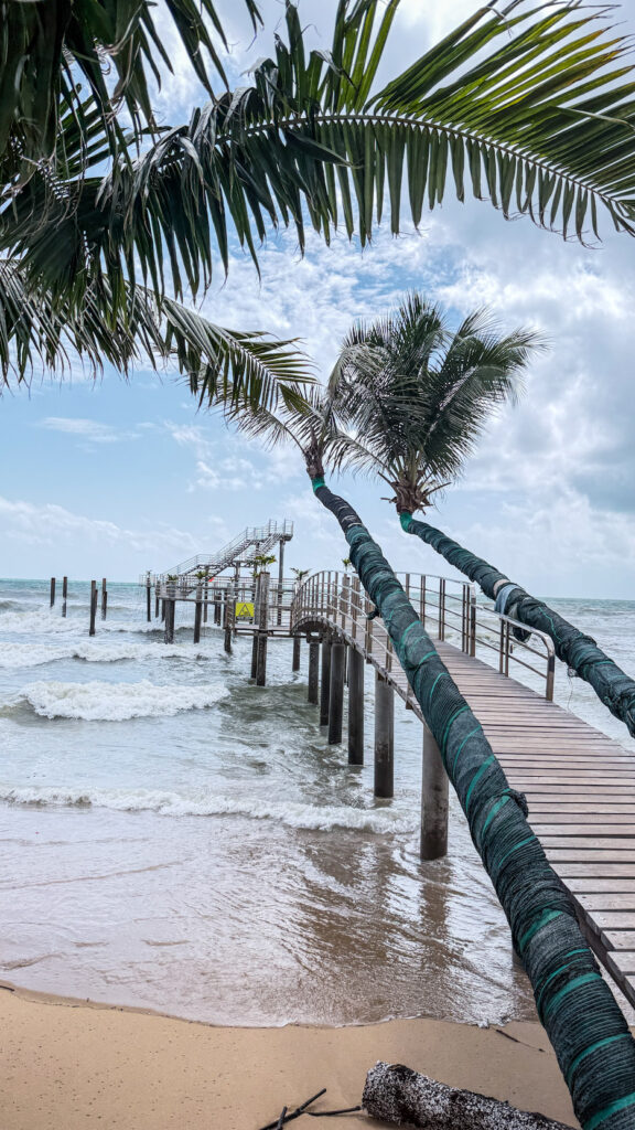 Ngoc Hien Pearl Farm Phu Quoc wooden pier and plane landing viewpoint

