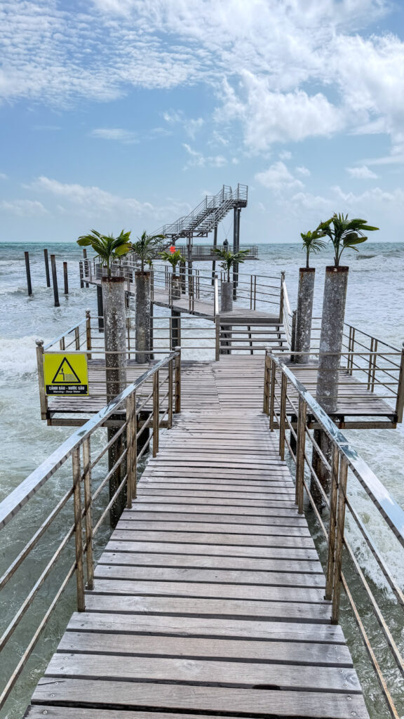 Ngoc Hien Pearl Farm Phu Quoc wooden pier and plane landing viewpoint

