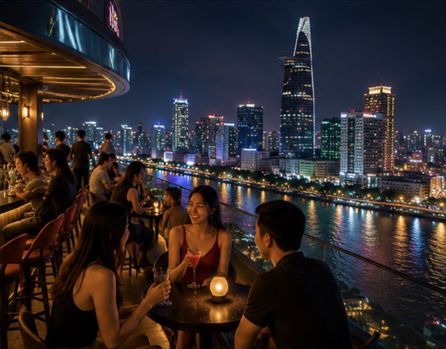 Vietnam nightlife rooftop