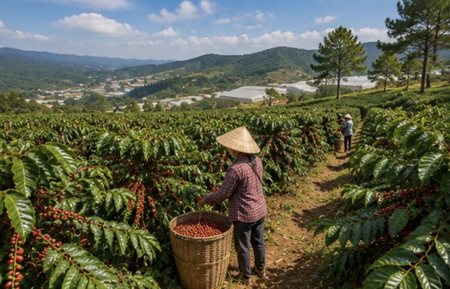 Coffee farm in the Da Lat highlands