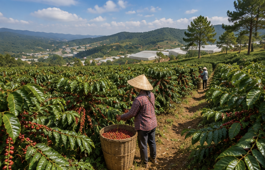 Coffee farm in the Da Lat highlands