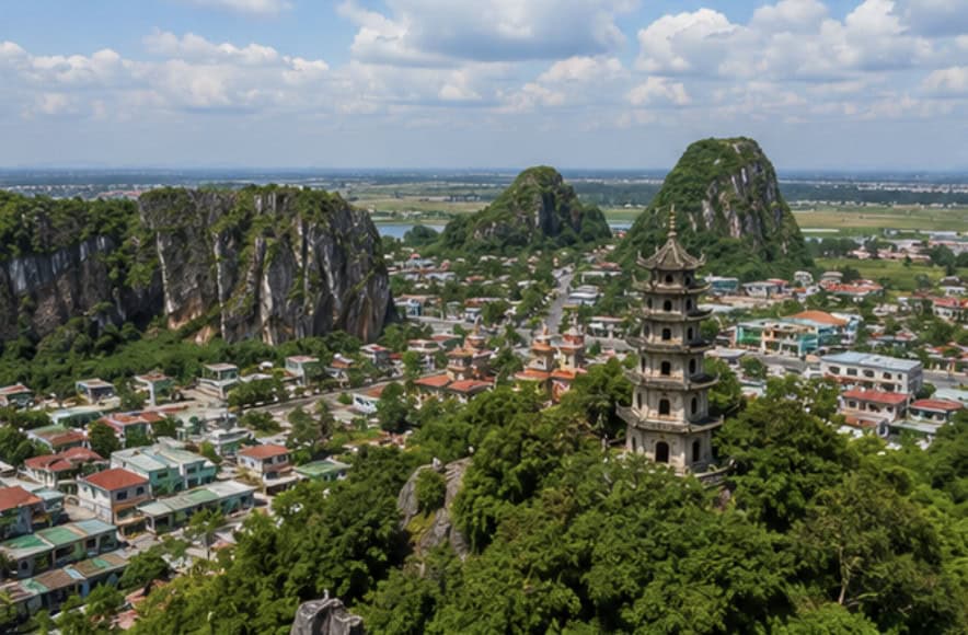 Marble Mountains with caves and temples near Da Nang