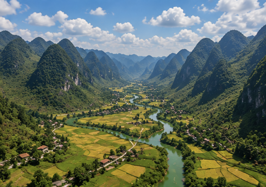 Mountain valley in Ha Giang Vietnam
