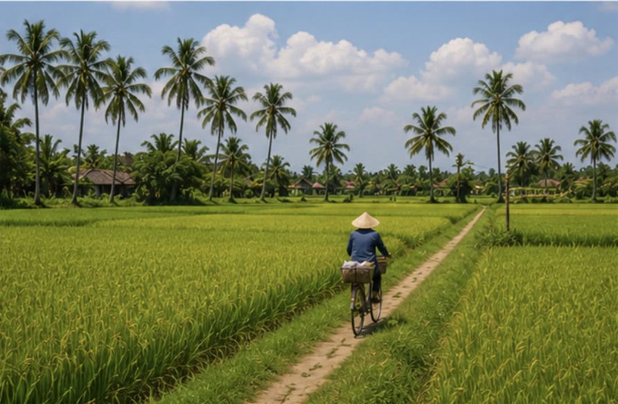 Green countryside and rural landscape around Hoi An